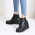 [FILLES GOOB] Bottes compensées compensées à lacets confortables pour femmes, cuir synthétique - Fabriqué en CORÉE